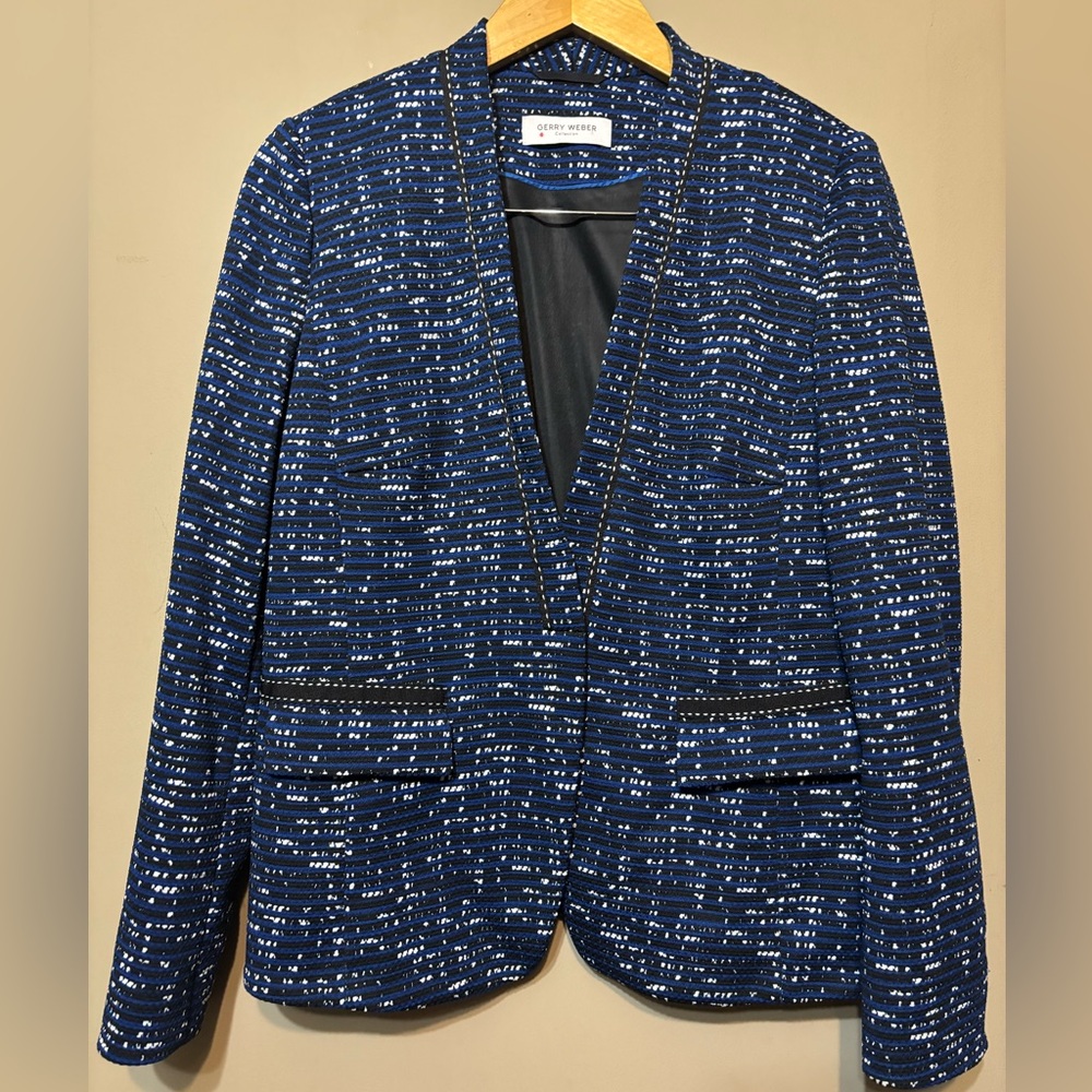 GERRY WEBER Collection Blue Tweed Speckled Blazer Jacket